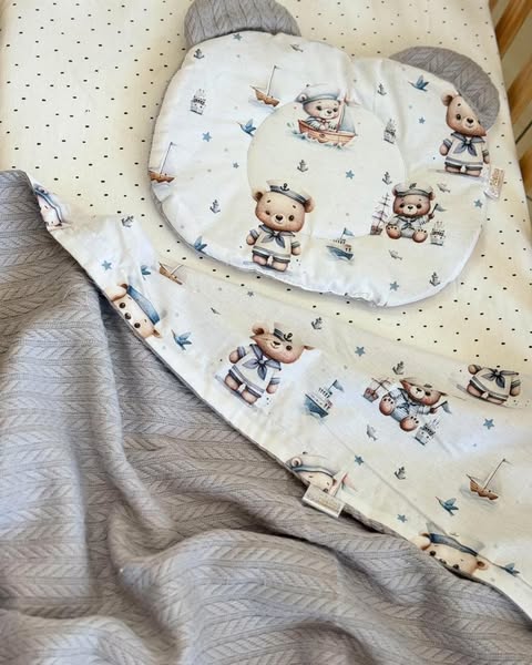 Dekica i jastuk sa pletivom, Sailor Bear/Grey