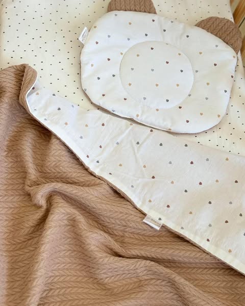 Dekica i jastuk sa pletivom, Hearts/Beige