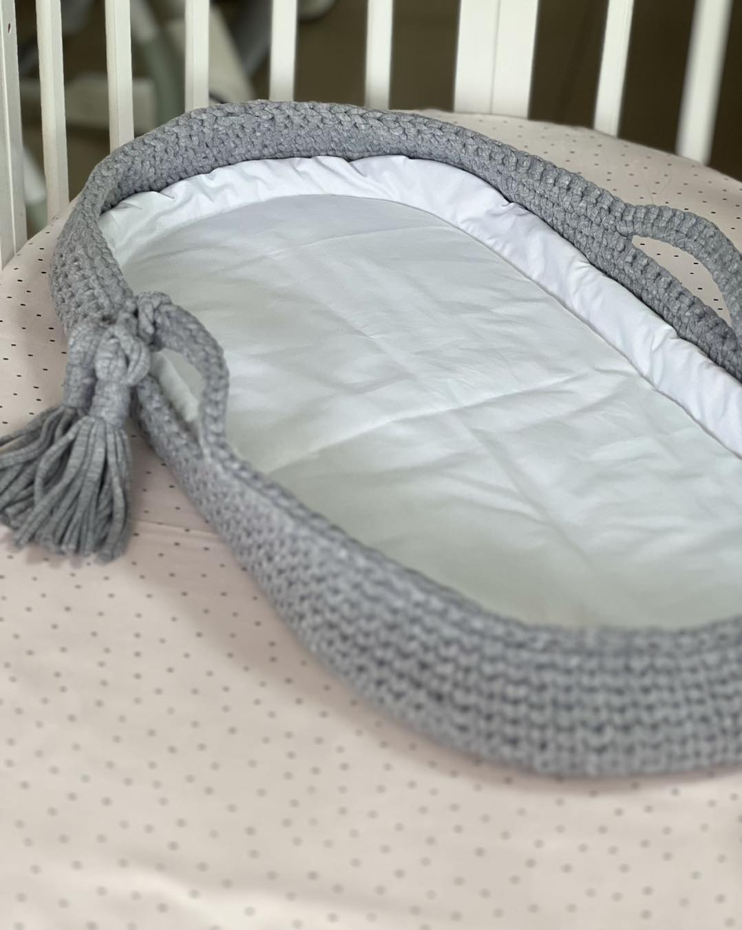 Pletena korpa za presvlačenje bebe, Grey