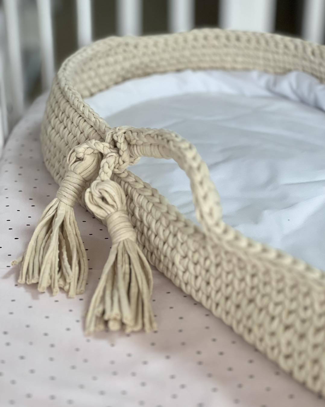 Pletena korpa za presvlačenje bebe, Beige