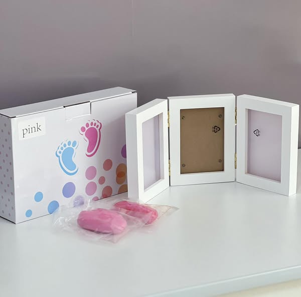 Okvir za fotografije i otisak stopala/šake, Pink