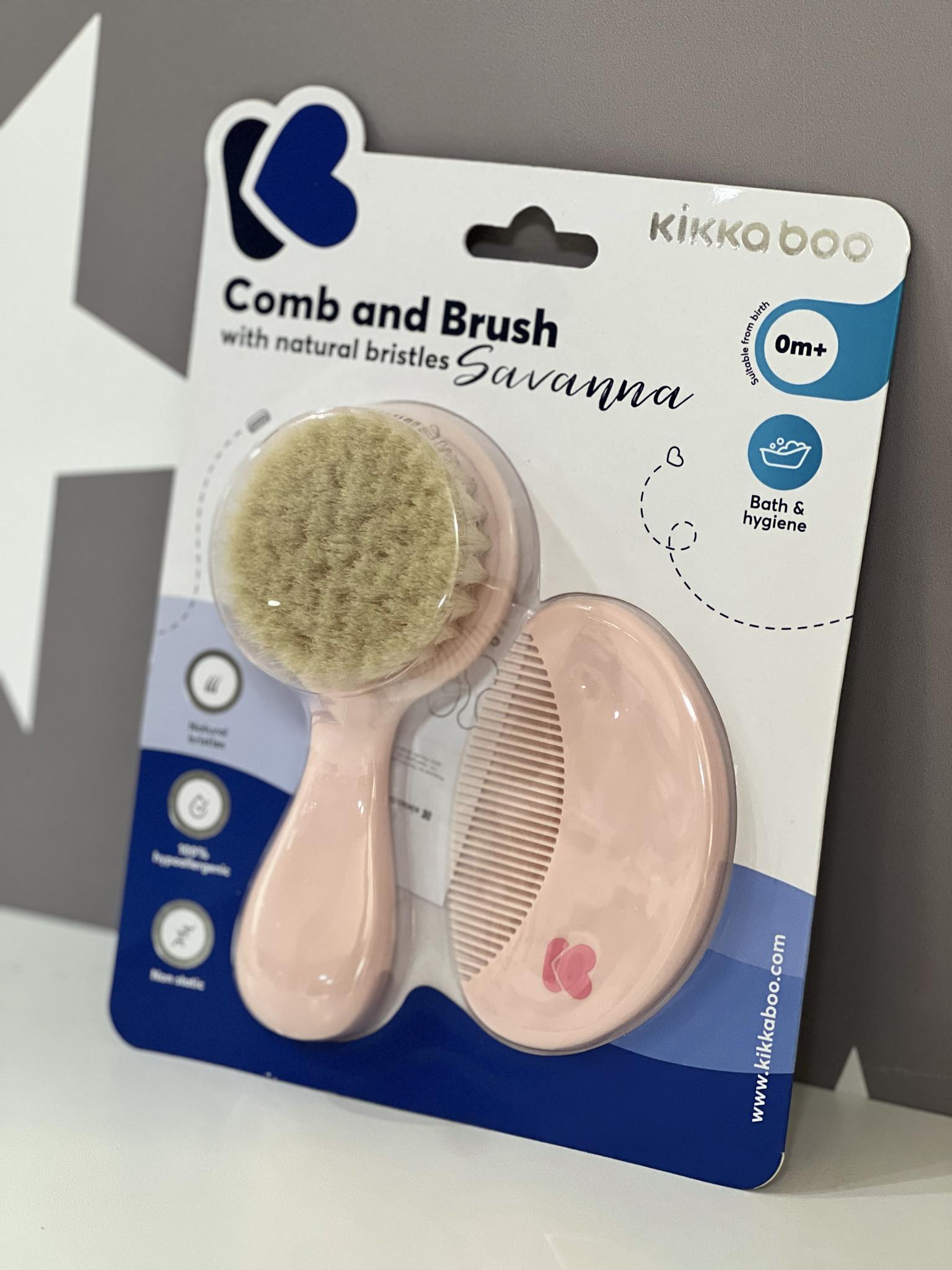 Kikka boo cesalj i cetka sa prirodnom dlakom rozi