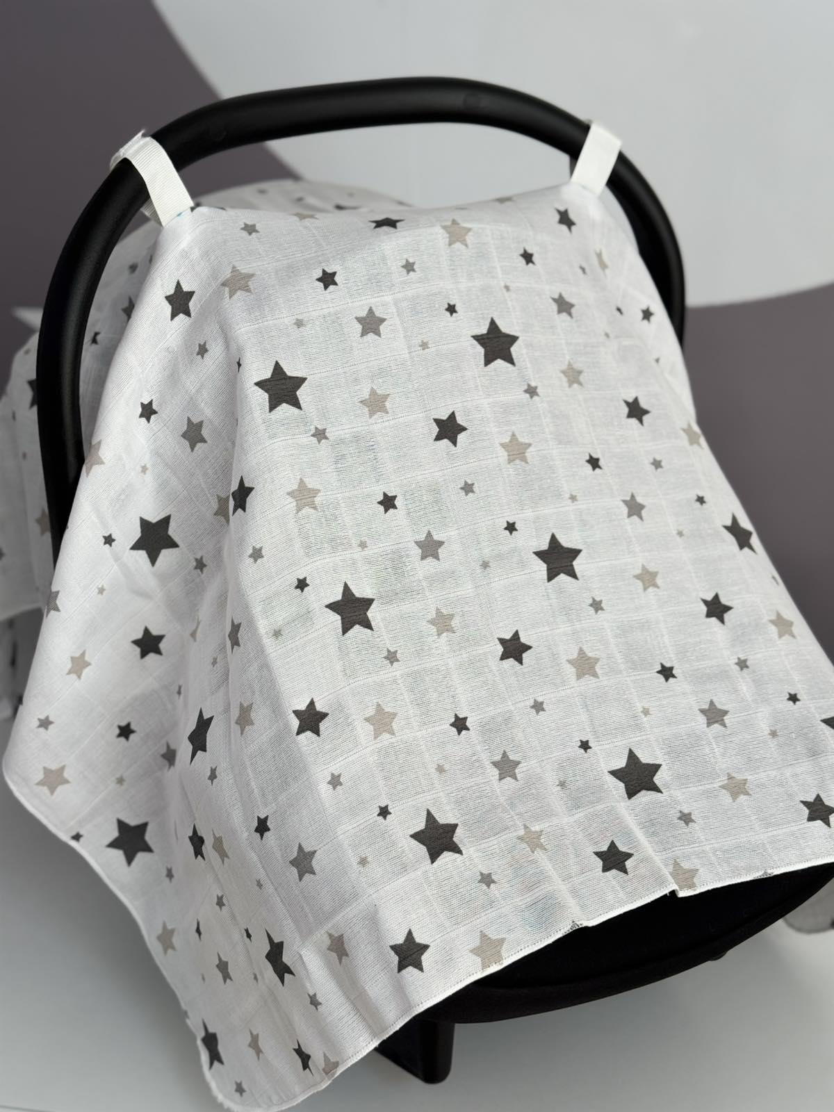 Prekrivač za nosiljku od tetra muslina / Grey stars