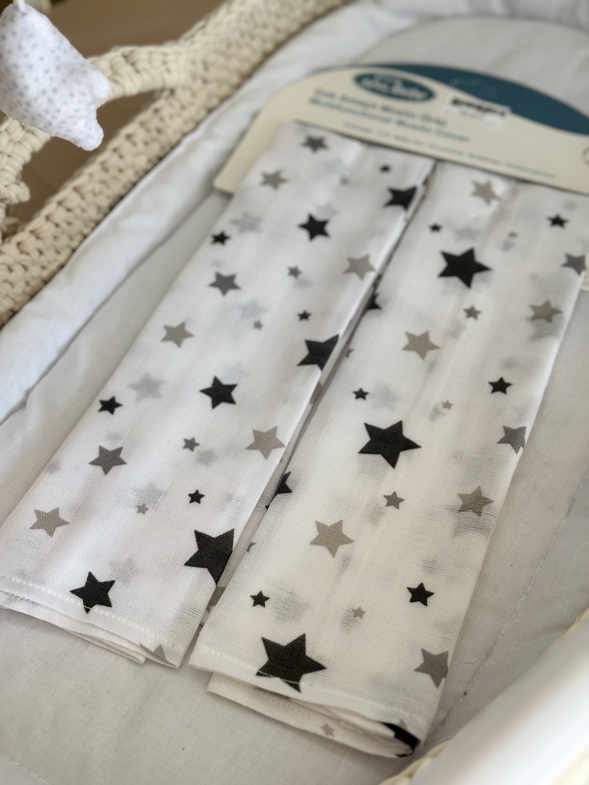 Povoj od tetra muslina 2/1 / Grey stars