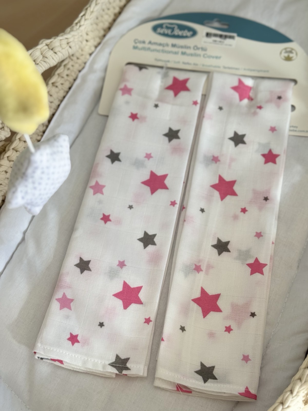 Povoj od tetra muslina 2/1 / Pink stars