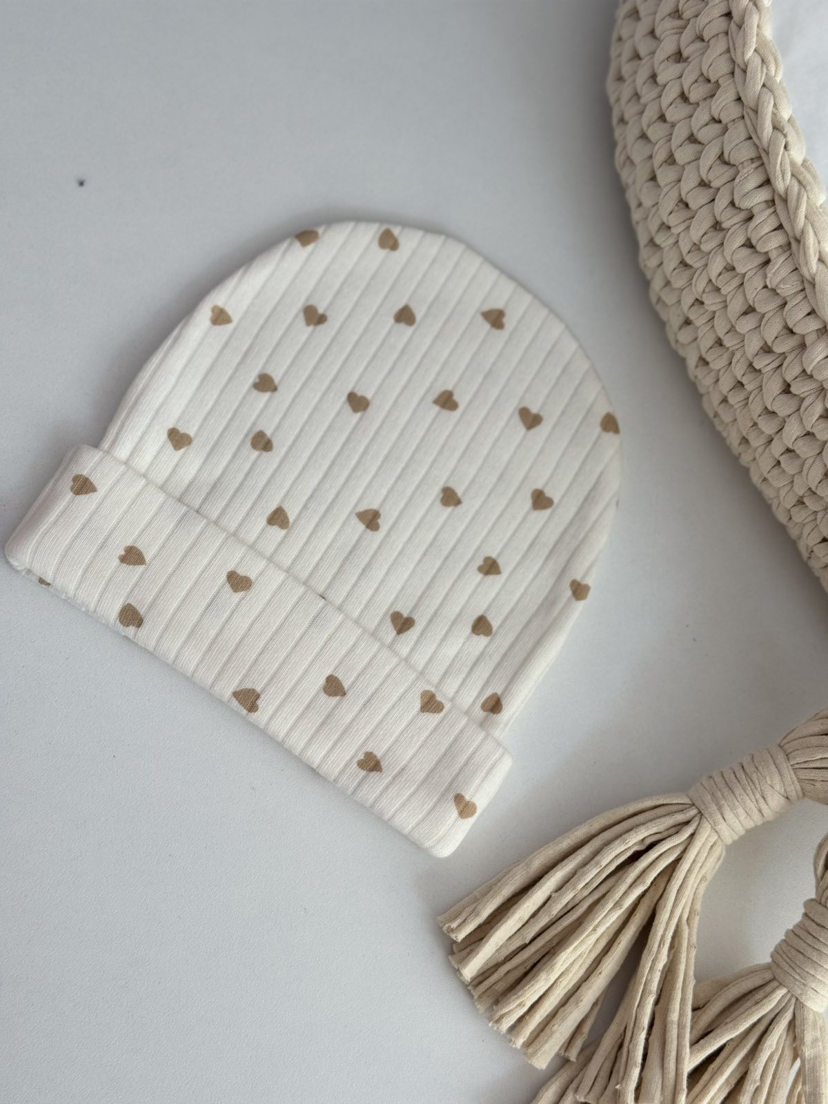 Dječije pamučne kapice / Brown Hearts