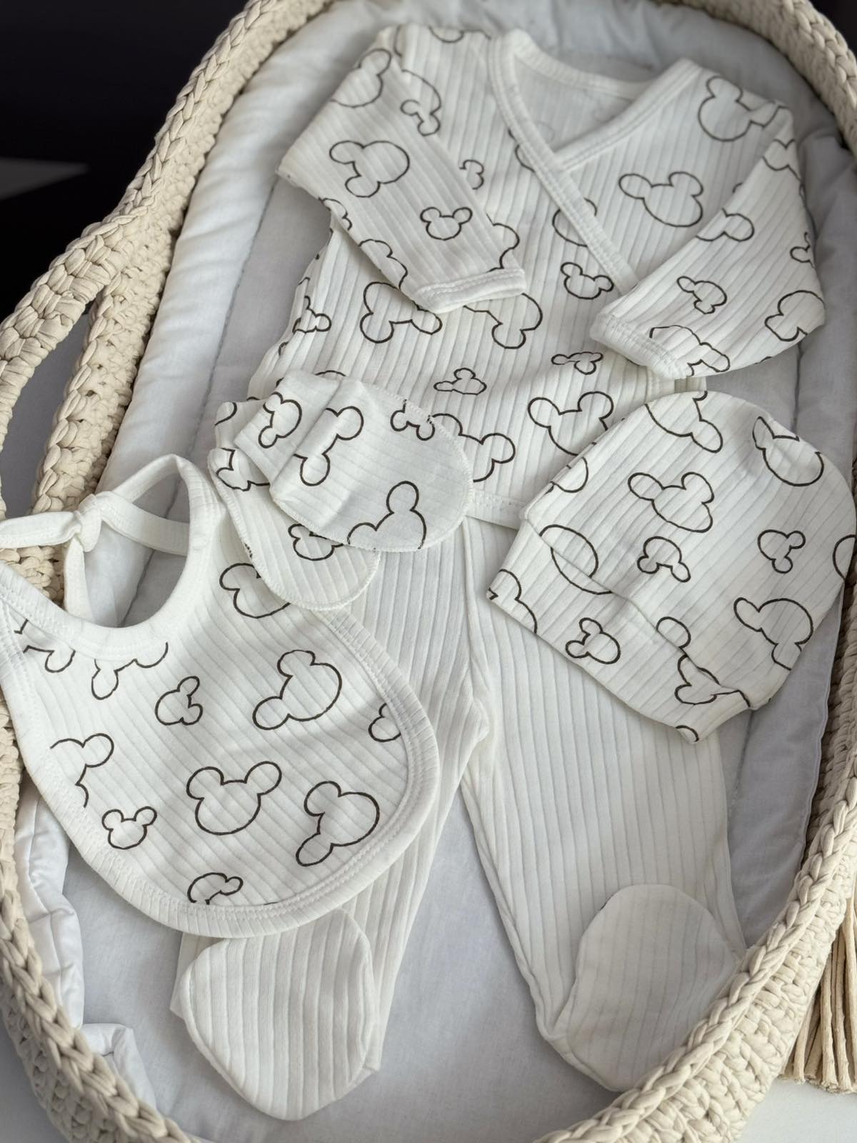 Pamučni baby set 5/1 / White Minnie