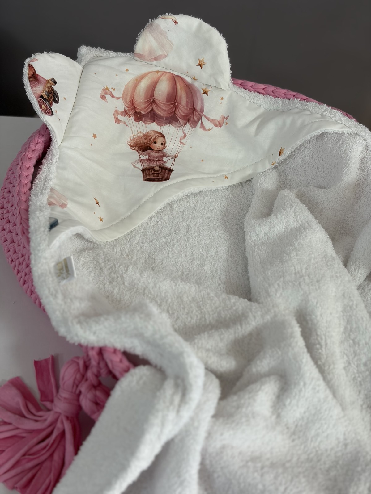 PČELICA PEŠKIR ZA BEBE/magic ballon,pink