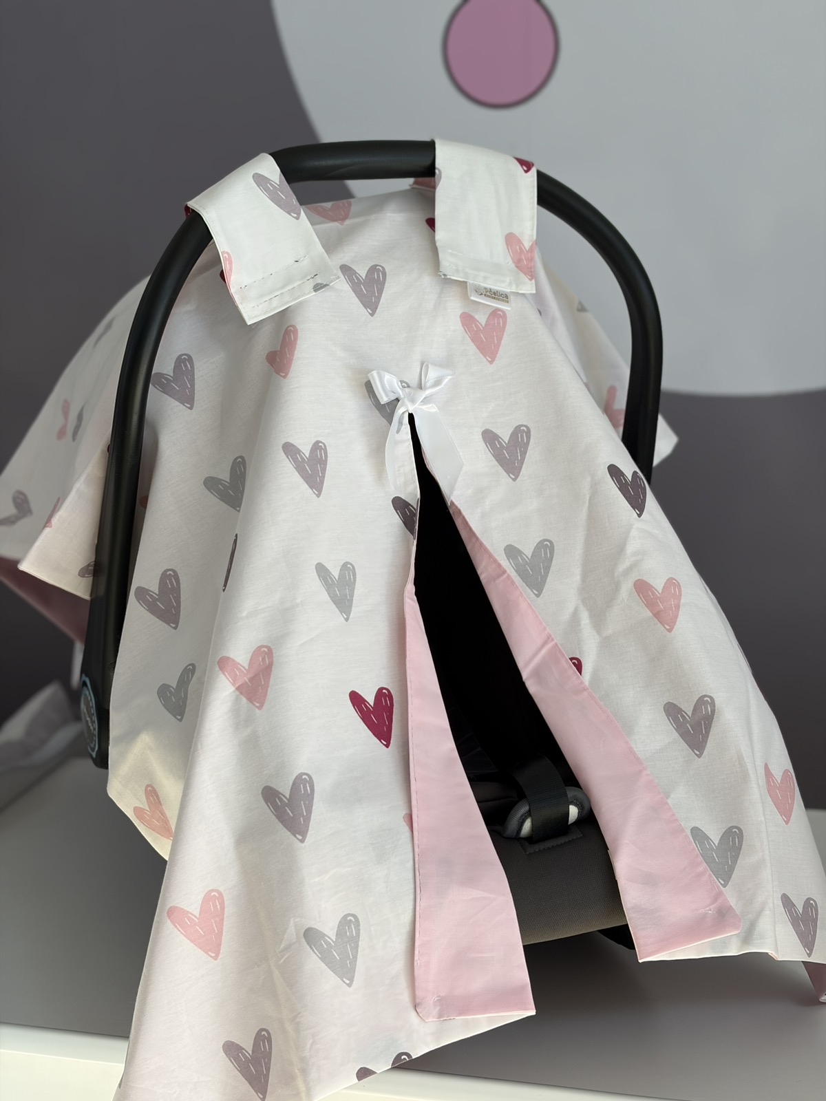 PČELICA PREKRIVAČ ZA NOSILJKU/love hearts,pink