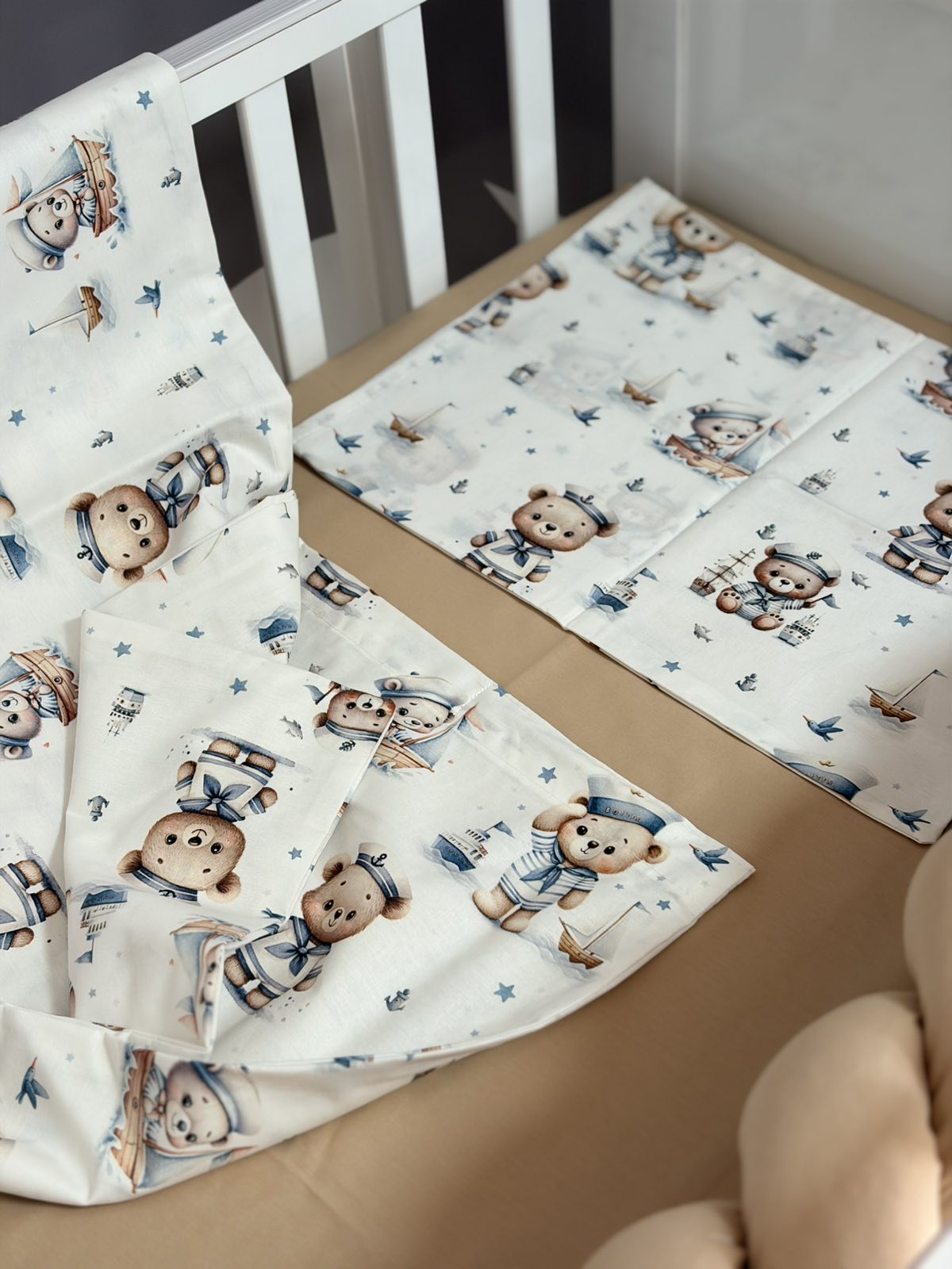 PČELICA SET POSTELJINE/sailor teddy,blue