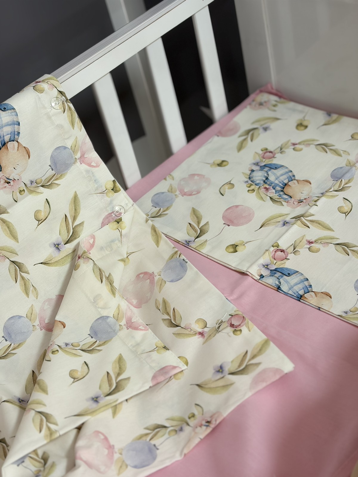 PČELICA SET POSTELJINE/soft flowers,pink