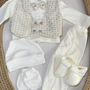 Svečani set za dječake "PonPon" za iznošenje iz bolnice, White/Gold
