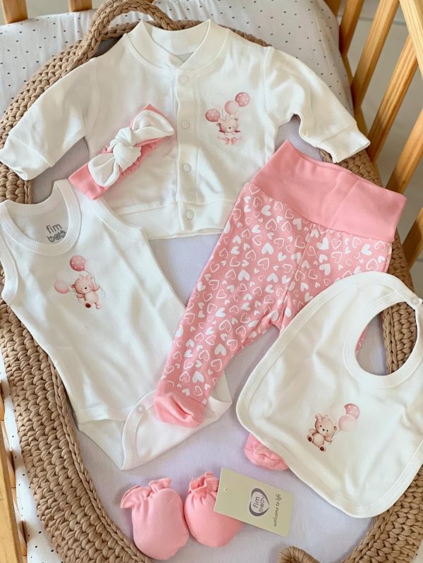 Set za bebu 6/1, Teddy and Ballons Pink