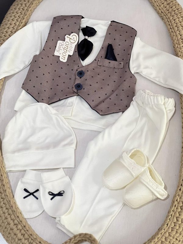 Svečani set za dječake "PonPon" za iznošenje iz bolnice, Dark Beige