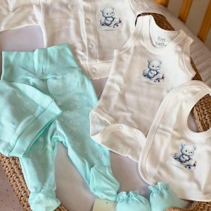 Set za bebu 6/1, Teddy on the Plane , Light Blue/Mint