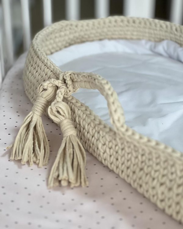 Pletena korpa za presvlačenje bebe, Beige