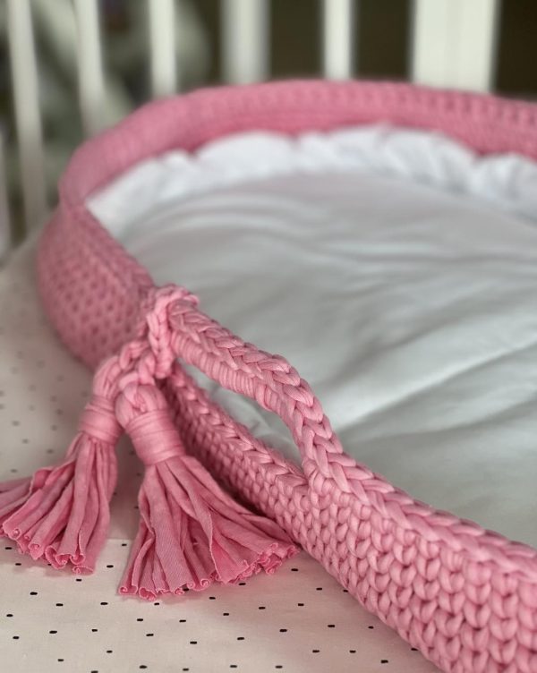 Pletena korpa za presvlačenje bebe, Pink