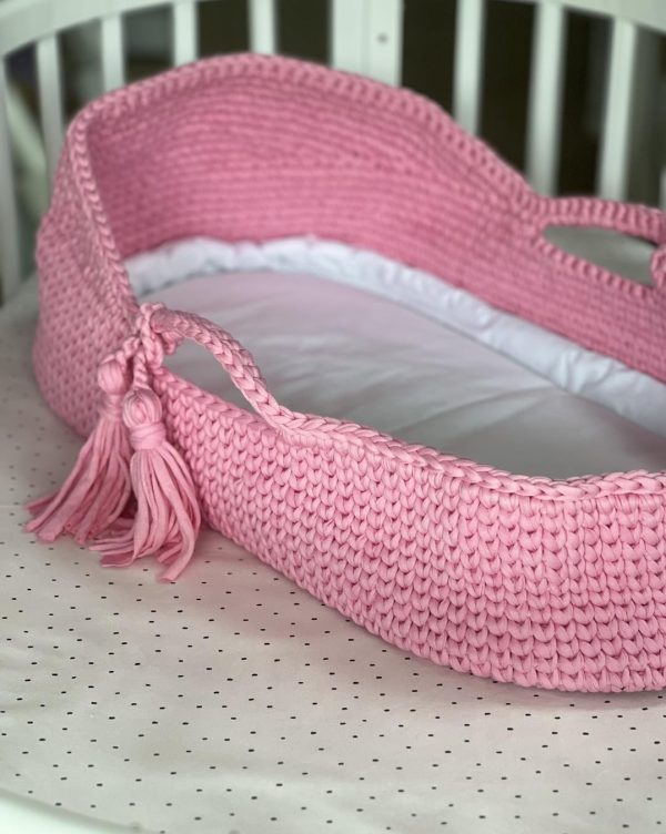 Pletena korpa za držanje bebe, Pink