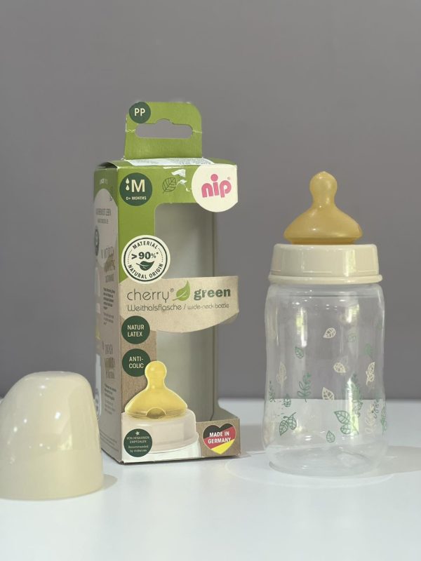 Nip flašica široko grlo, 260 ml, vel.0+, flow M, Cherry Green, Beige