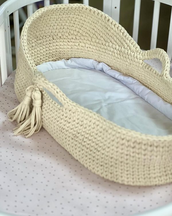 Pletena korpa za držanje bebe, Beige