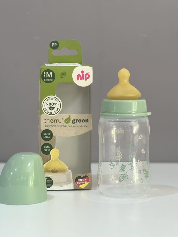 Nip flašica široko grlo, 260 ml, vel.0+,flow M, Cherry Green